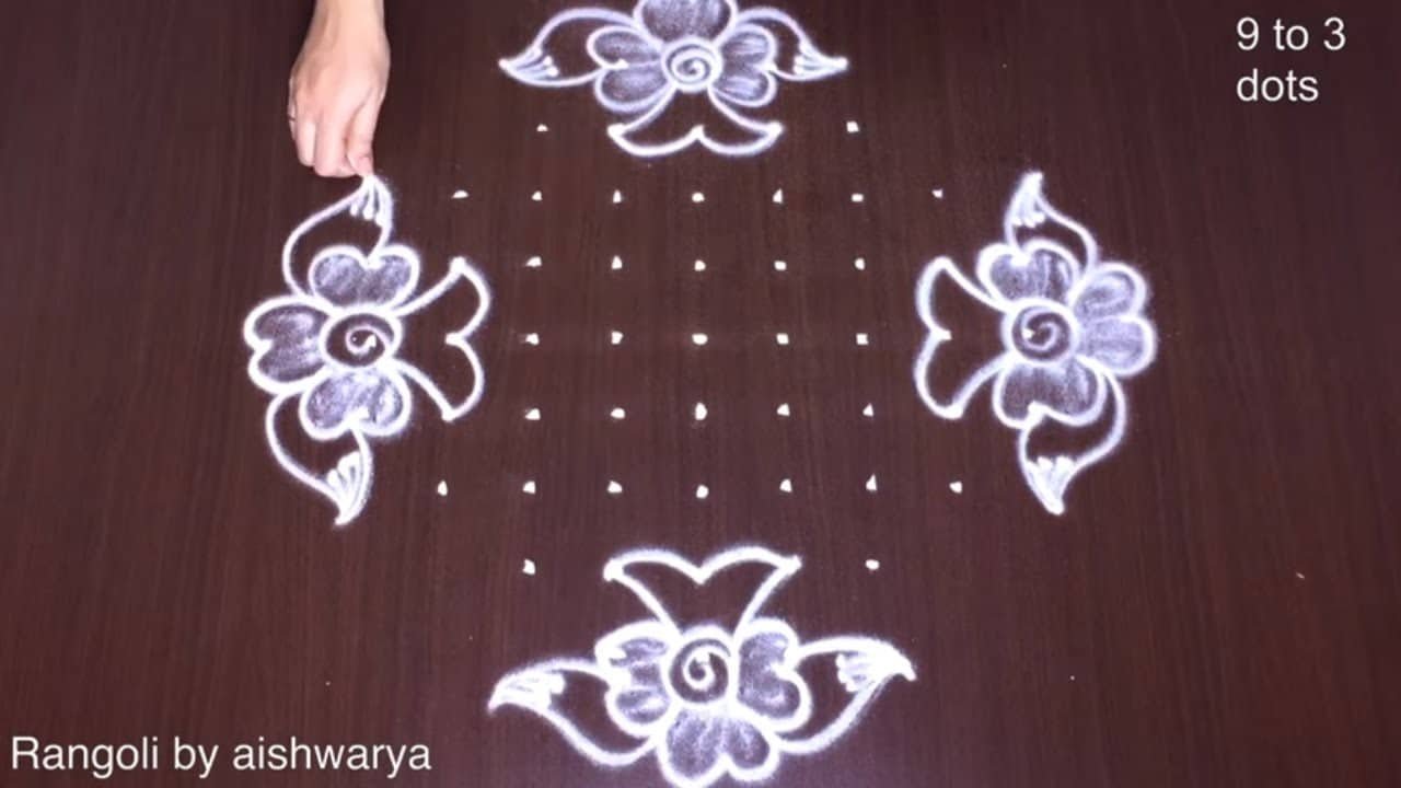 Easy Big Flower Rangoli