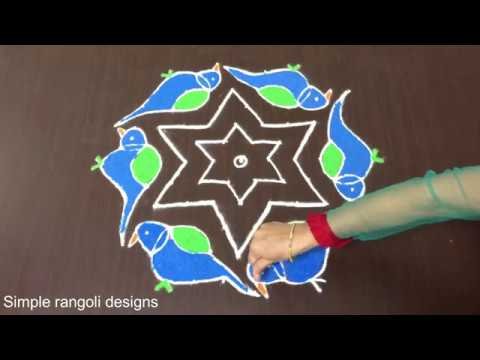 Easy Birds Rangoli Designs