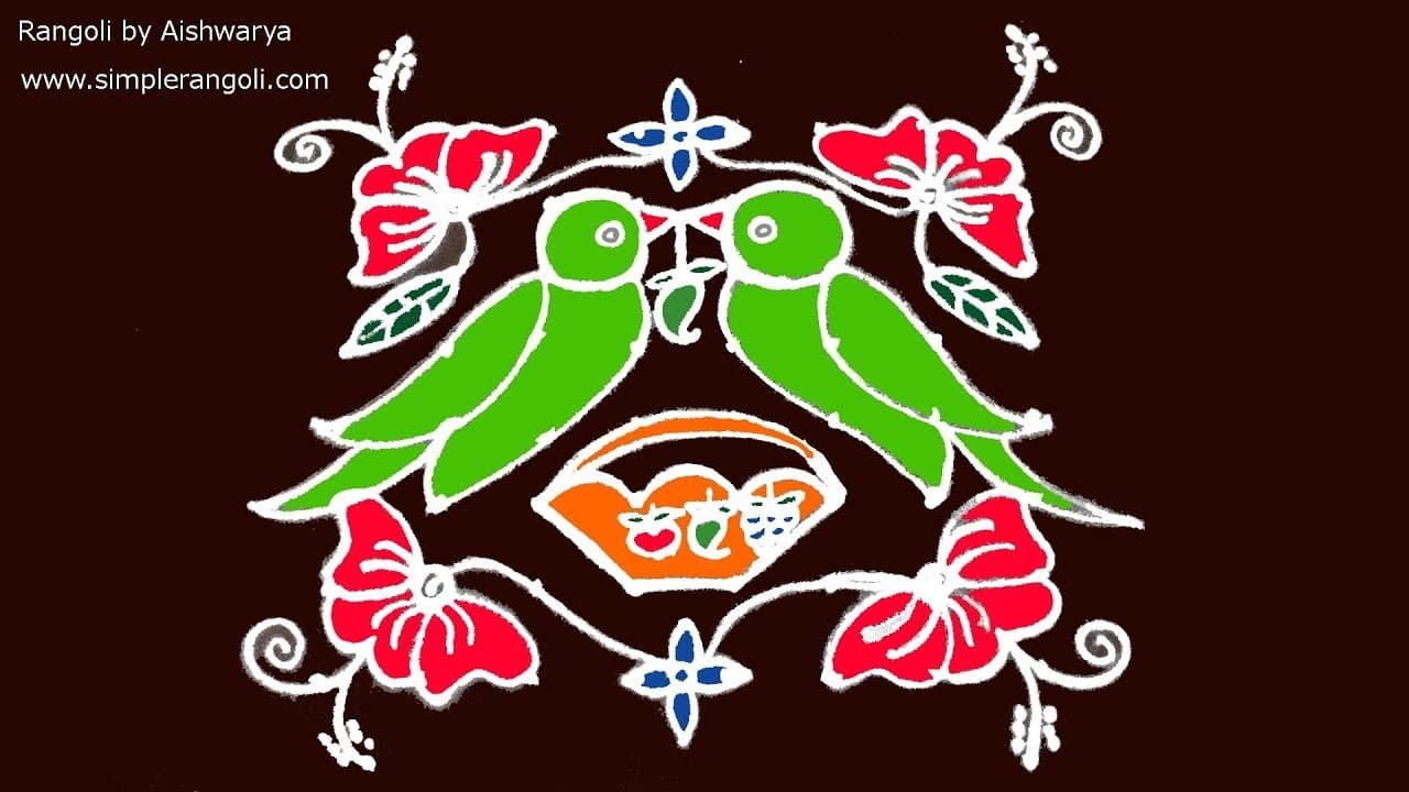 Easy Creative Parrots Simple Rangoli