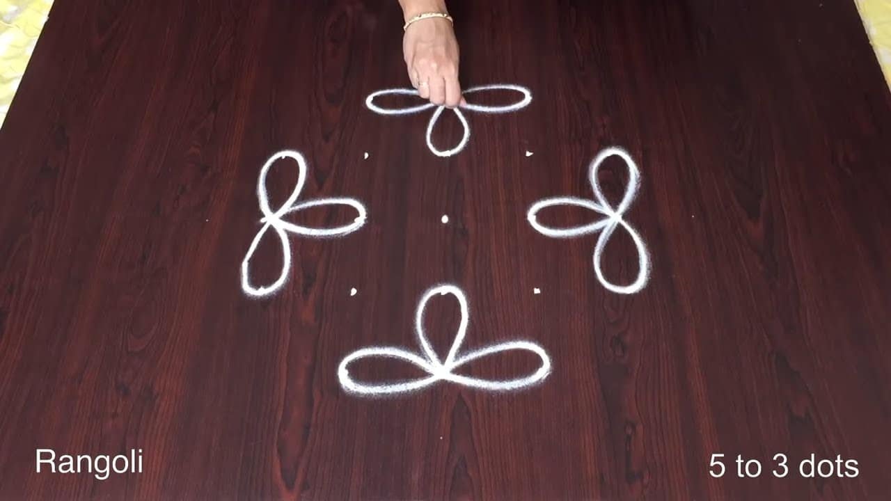 Easy Daily Rangoli Designs With 5 Dots