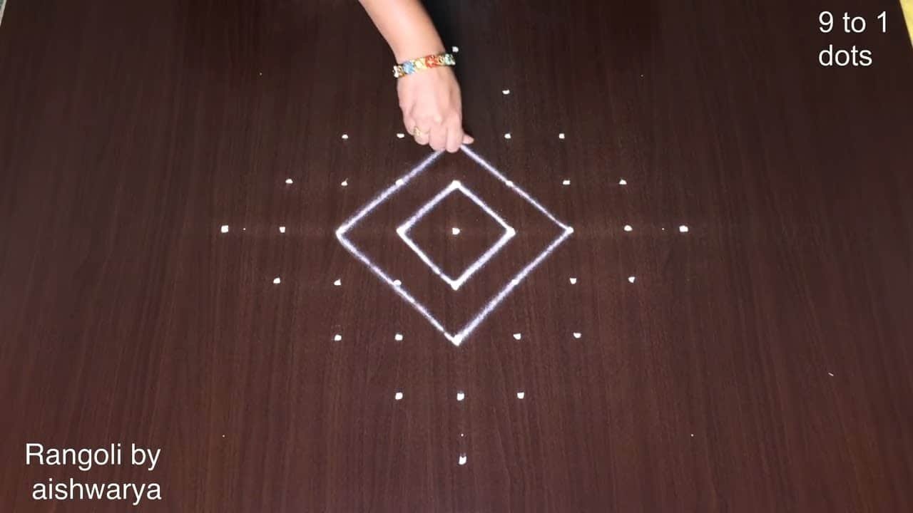 Easy Daily Rangoli With 9-1