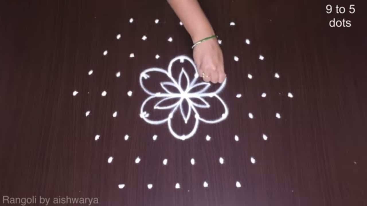 Easy Daily Rangoli With 9×5