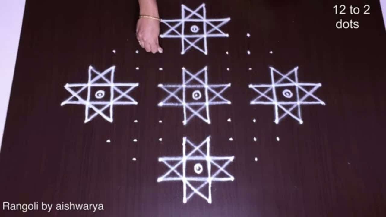Easy Five Stars Rangoli