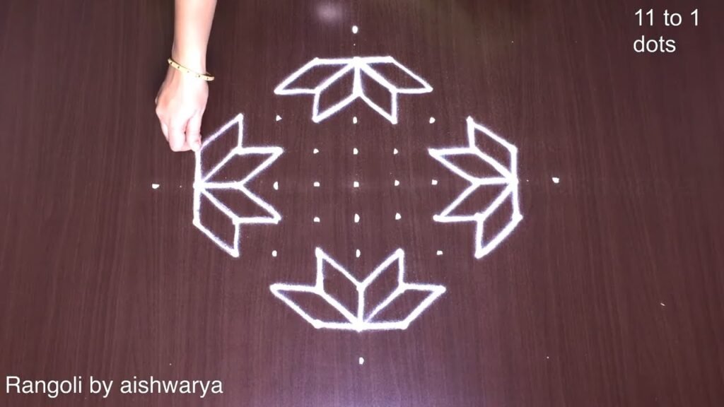 11×1 dots flower kolam