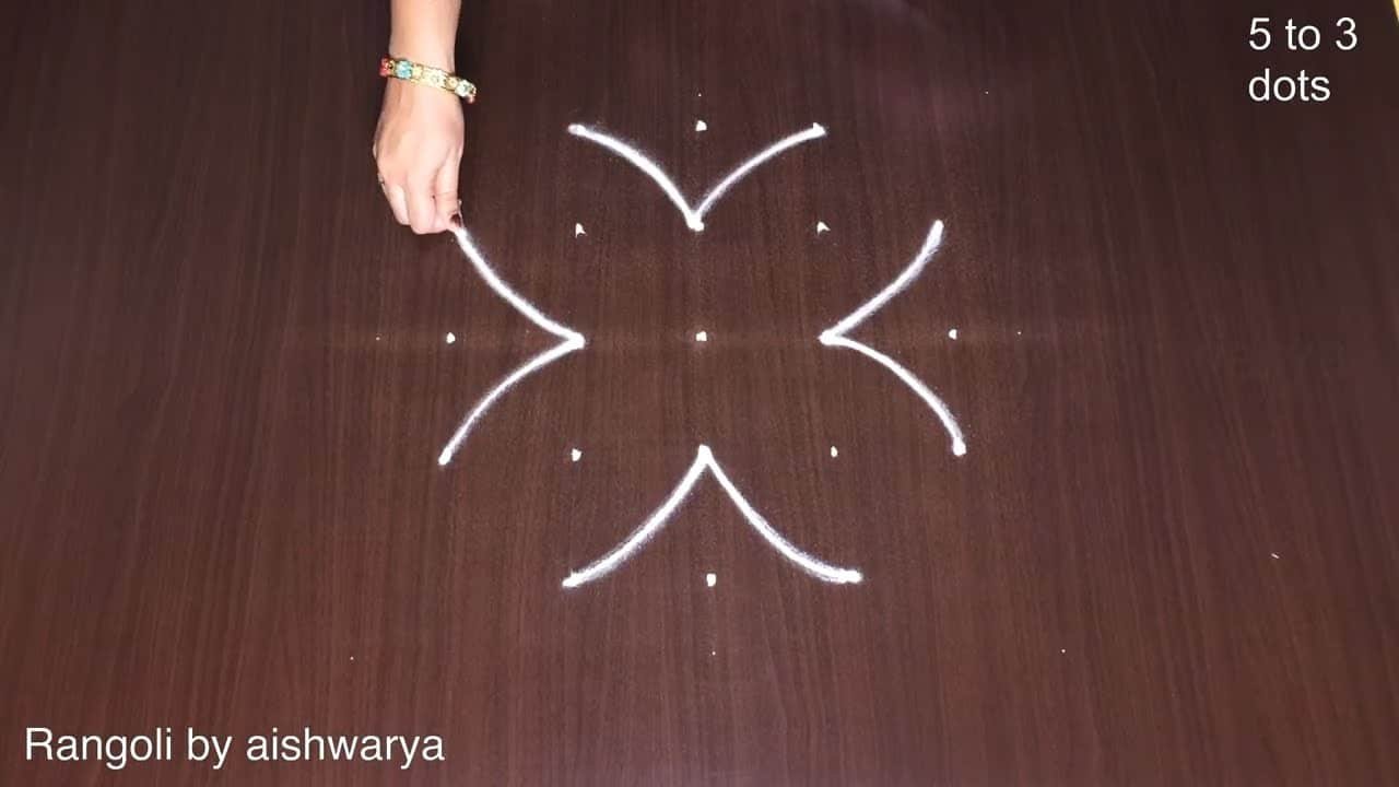 Easy Friday Kolam With 5 Dots