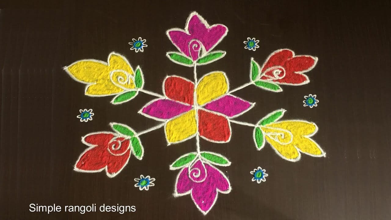 Easy Navratri Rangoli 9 by 5 Dots