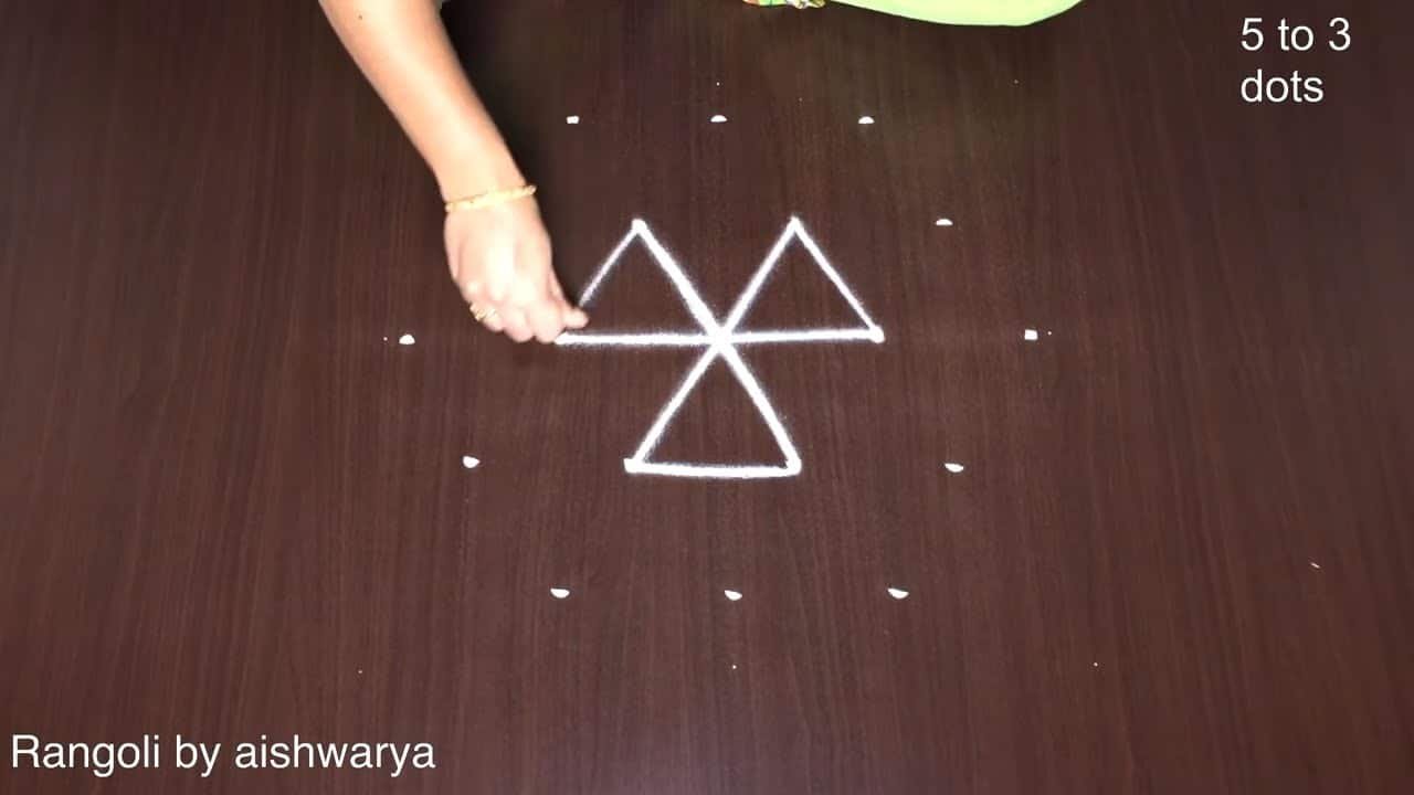 Easy Peacock Muggulu 5 to 3 Kolam