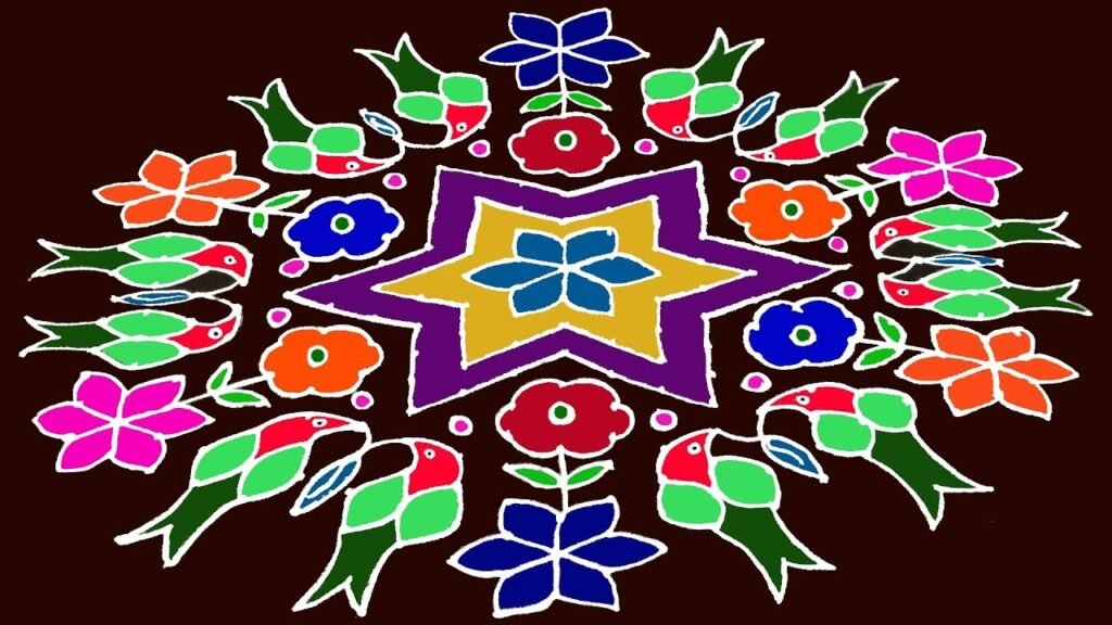 colourful Pongal rangoli