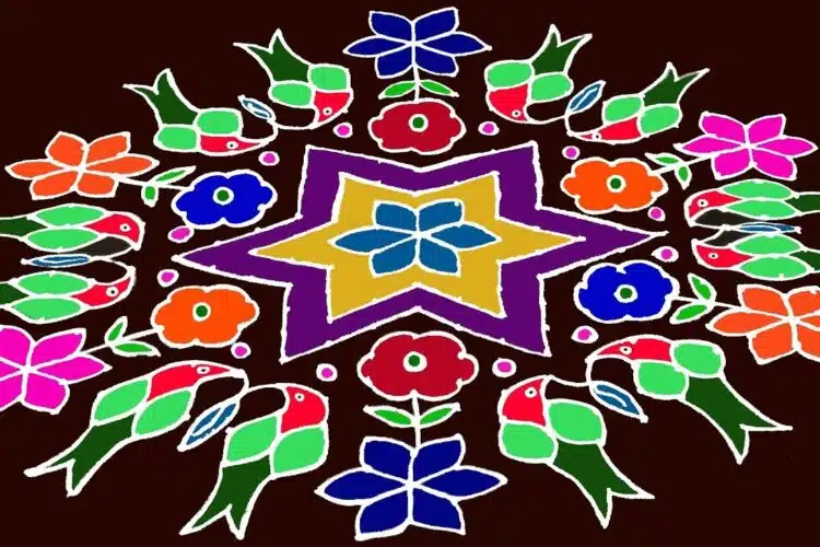 Easy Pongal Colour Rangoli