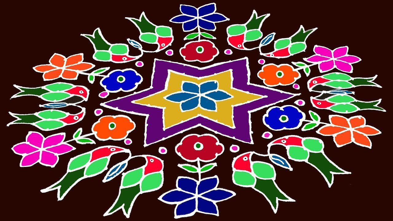Easy Pongal Colour Rangoli