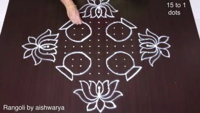 Step-by-step Easy Pongal Pot Kolam tutorial