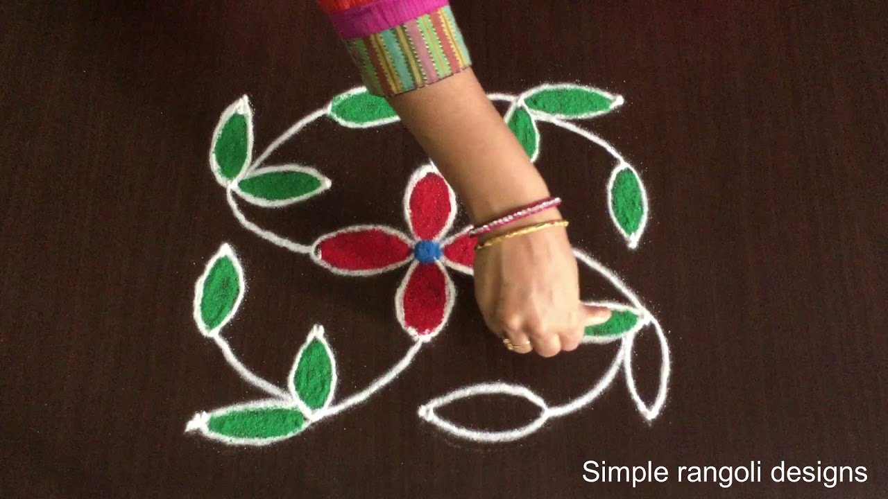 Easy Rangoli 5-5 With Colours
