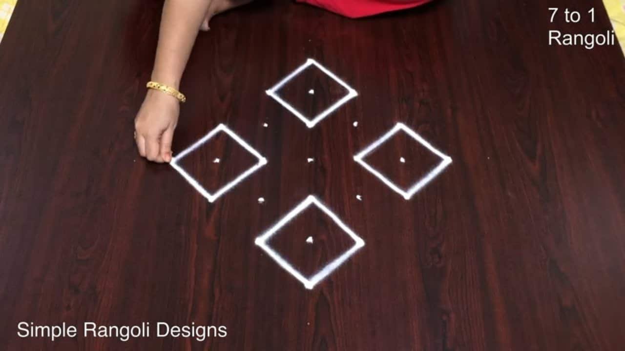 Easy Rangoli 7 Pulli Kolam