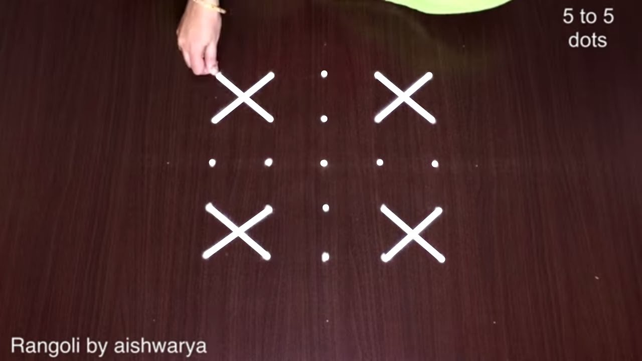 Easy Rangoli Designs for Diwali With 5 to 5 Dots