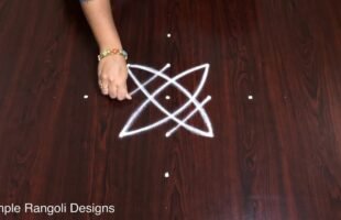 Easy Rangoli With 5 Dots for Beginners