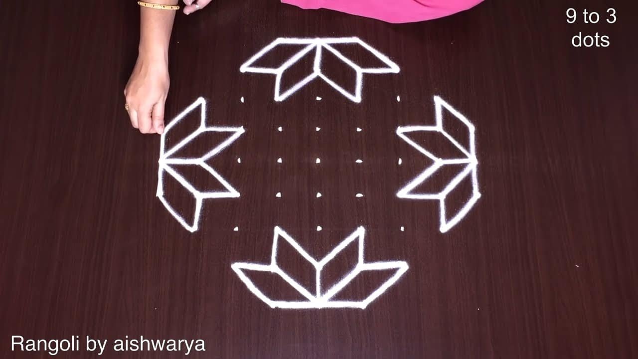 Easy Rangoli With Dots 9