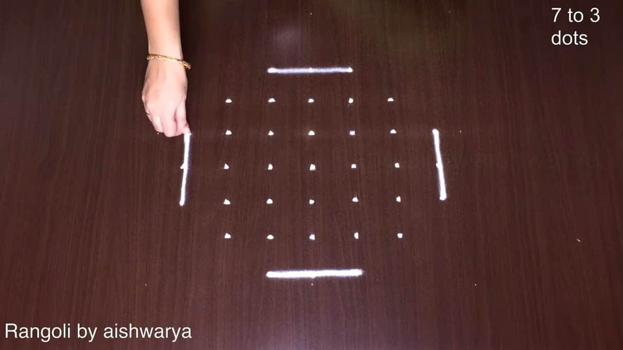 Easy Simple Daily 7 by 3 Kolam