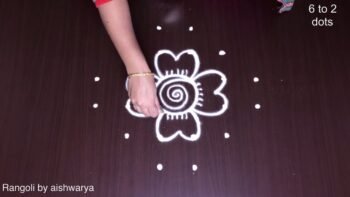 Easy Small Flower Muggulu 6 Dots Kolam