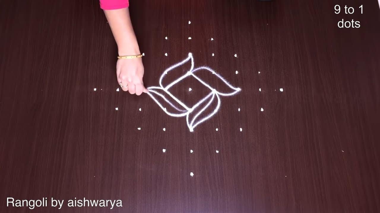 Easy Vilakku Kolam 9-1