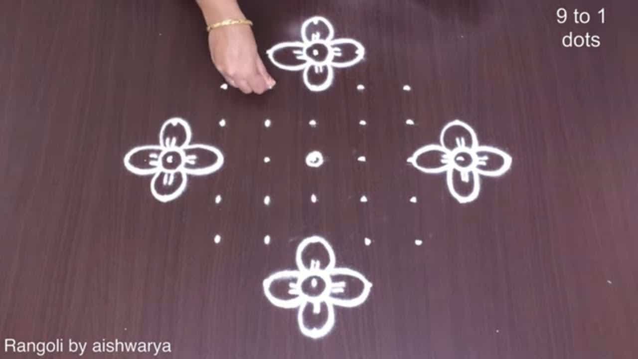 Elegant 9 Dots Rangoli Art