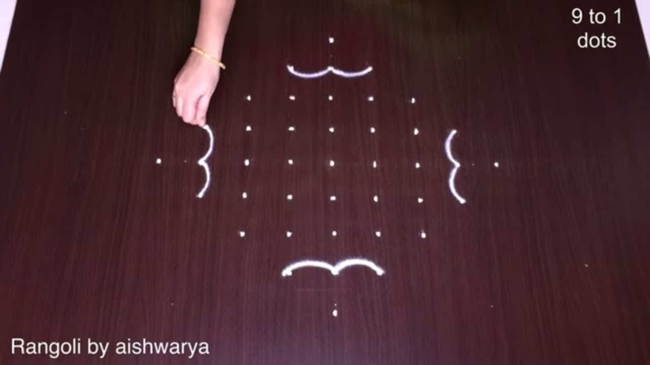 Elegant Deepam Muggulu 9 Dots