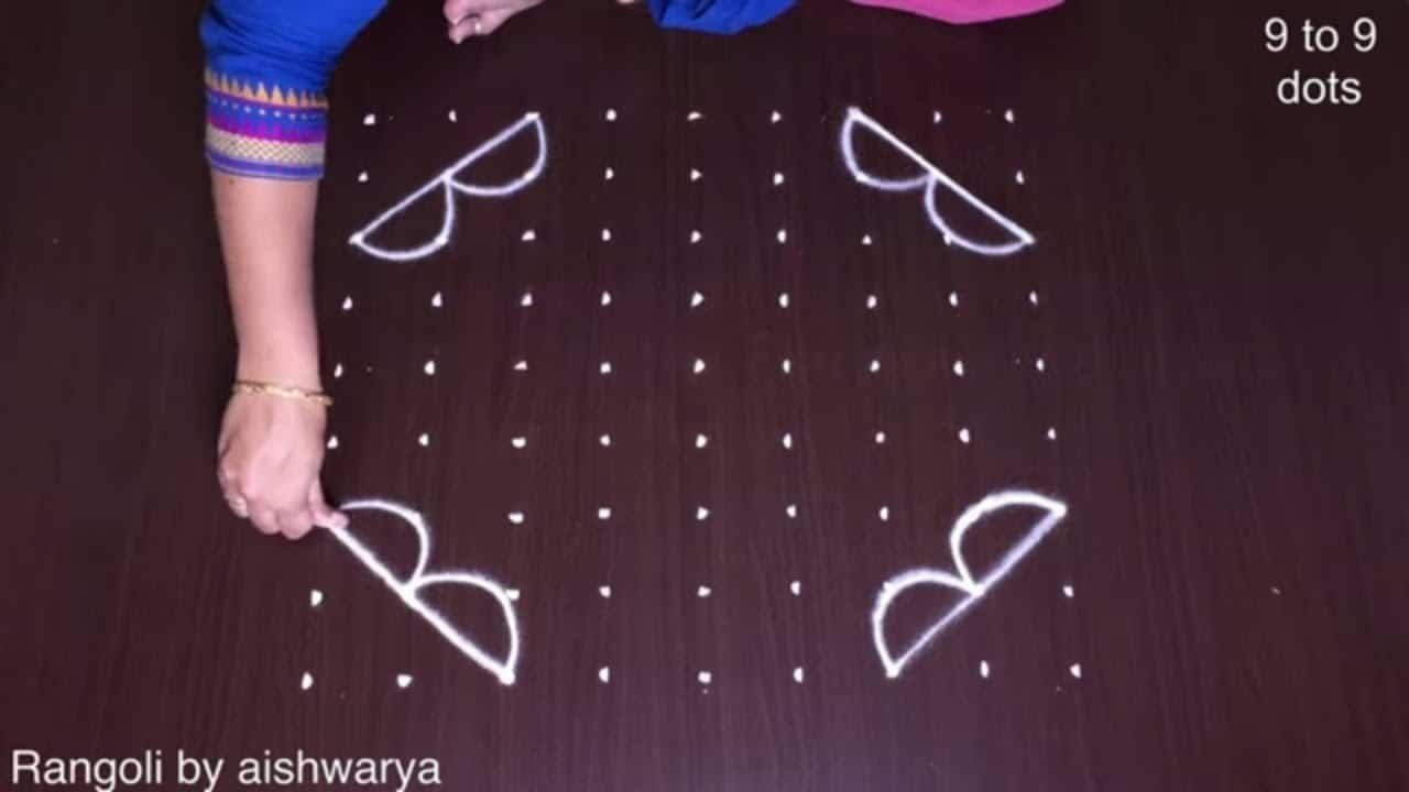 Elegant Vibrant Muggulu 9×9 Dots