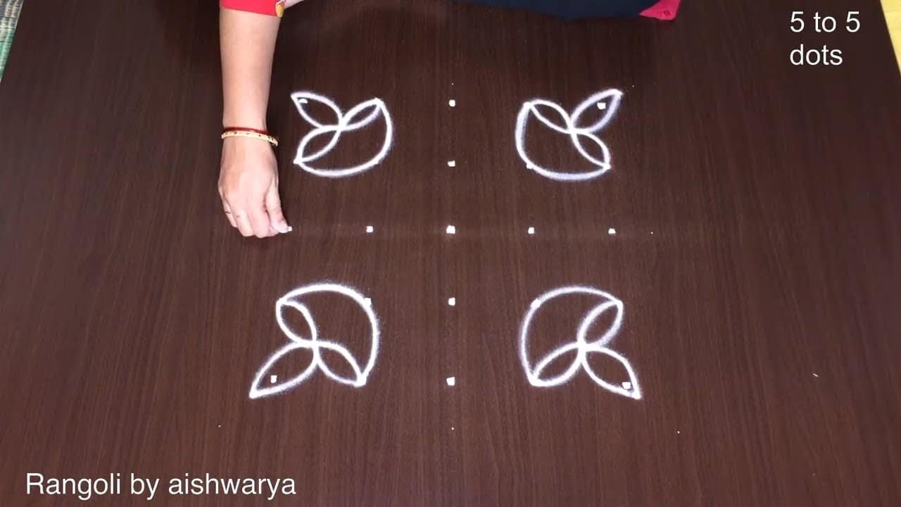 Floor Rangoli Designs 5 to 5 Dots Deepavali