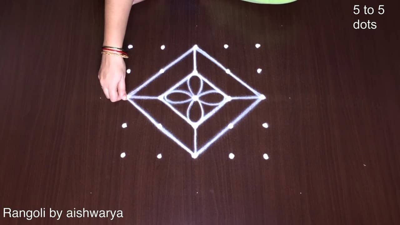 Floral Line Geethala Kolam Design