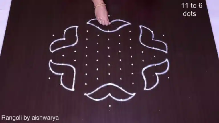 11×6 dots flower rangoli