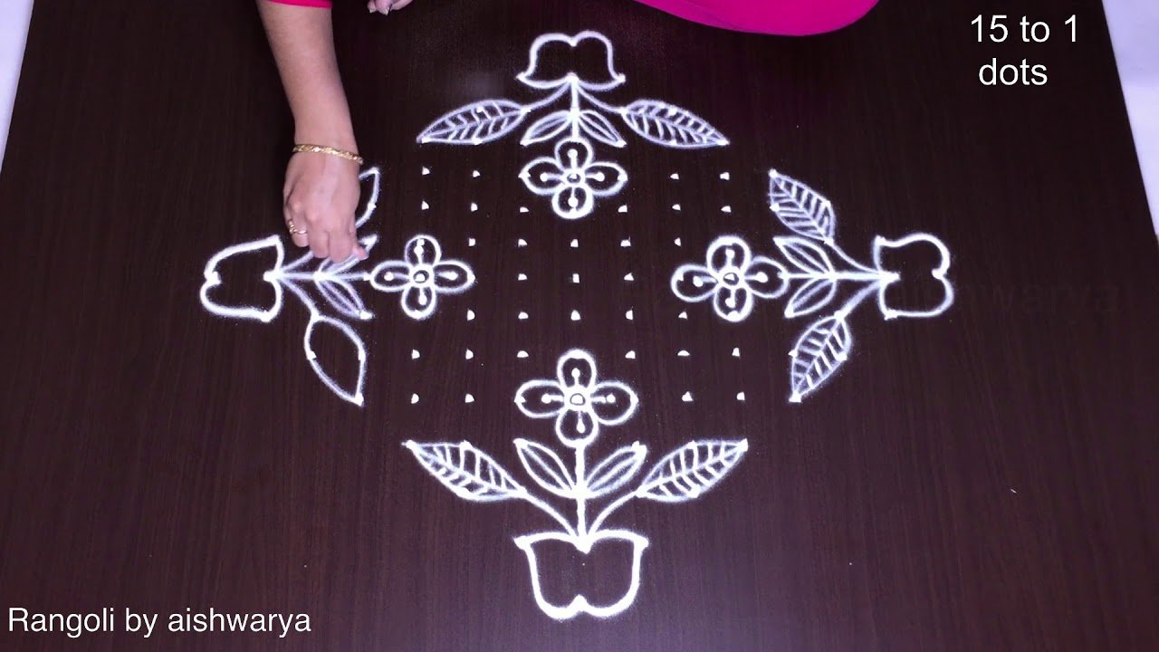 Flower Pot Rangoli Designs