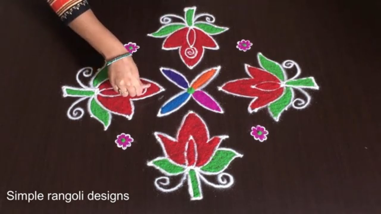 Flower Rangoli Design With 7 to 3