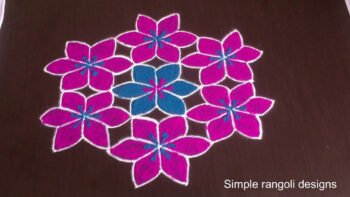 Flower Rangoli Design With 9 to 5 Dots