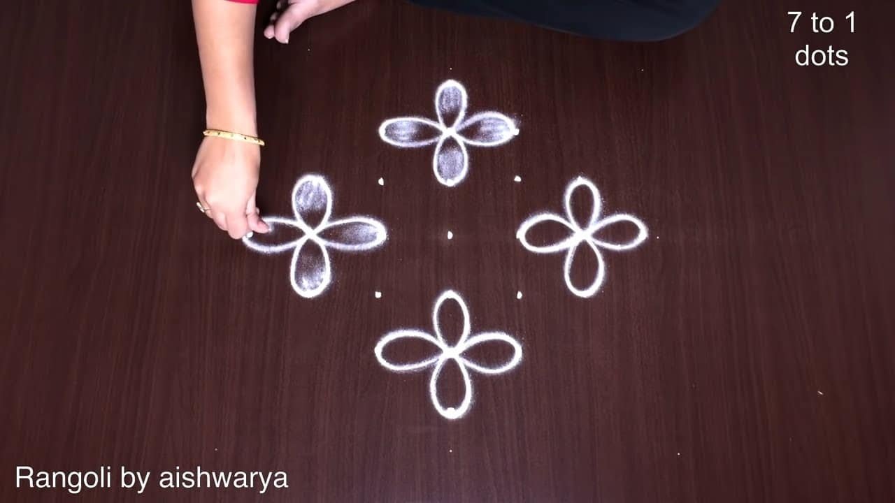 Flower Rangoli Kolam on Floor