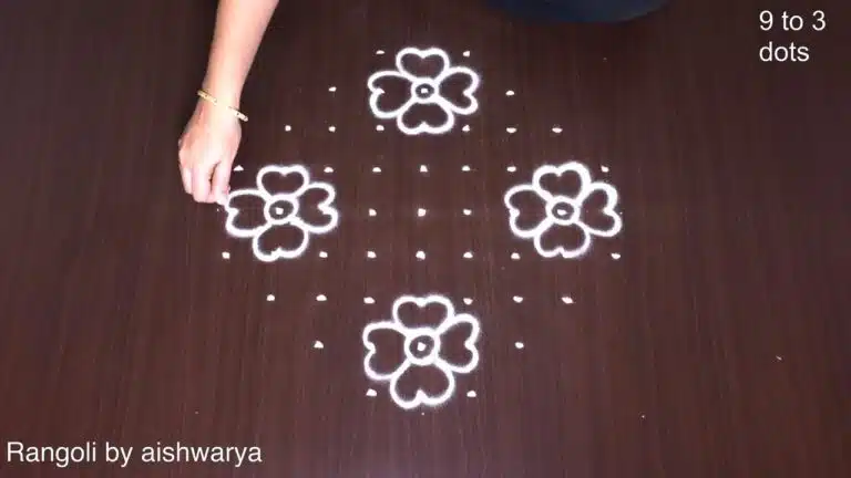 9×3×3 dots flower rangoli