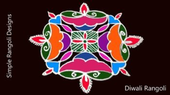 Four Big Diyas Amazing Kolam