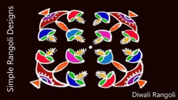 Four Big Twelve Small Diyas Rangoli