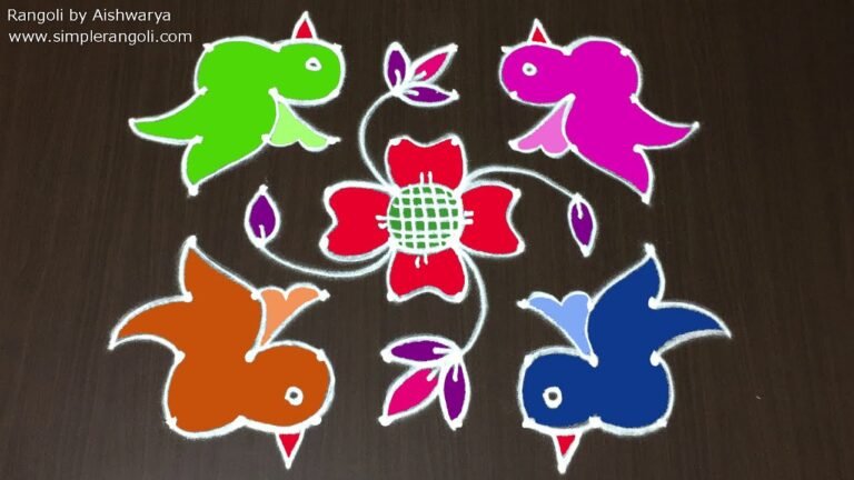 8×8 dots four birds kolam