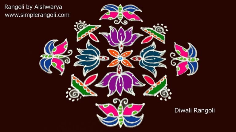 four butterflies lotus kolam