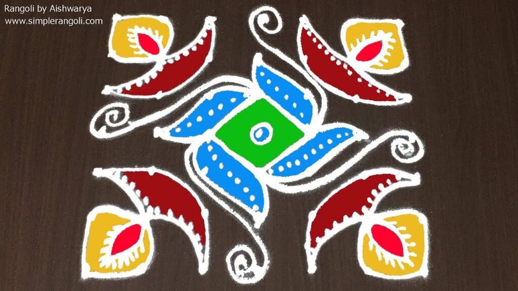 four deepam beautiful padi kolam 11042