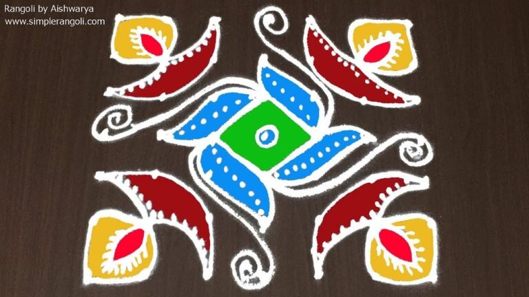 Four Deepam Beautiful Padi Kolam
