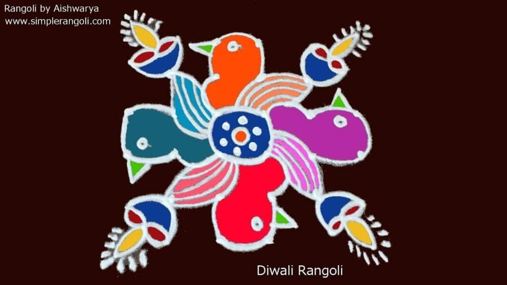 6 dots four birds kolam
