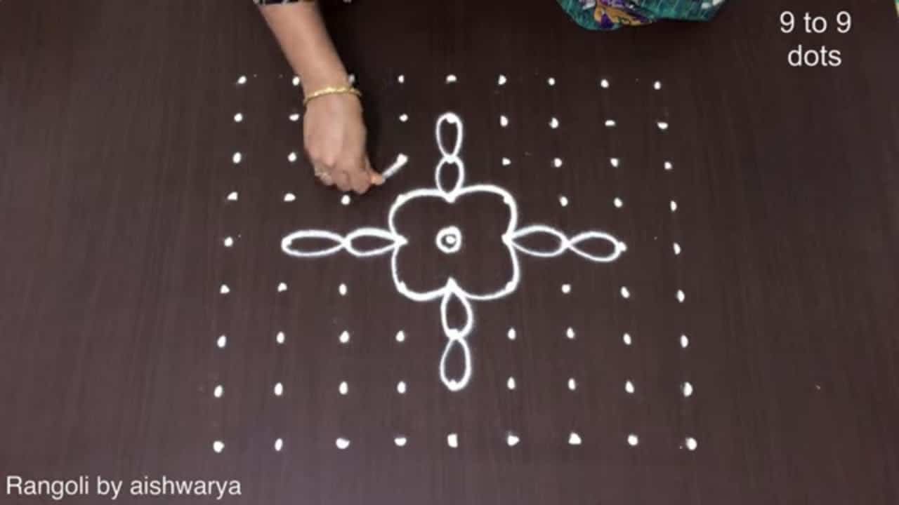 Four Small Diyas Kolam 9 9