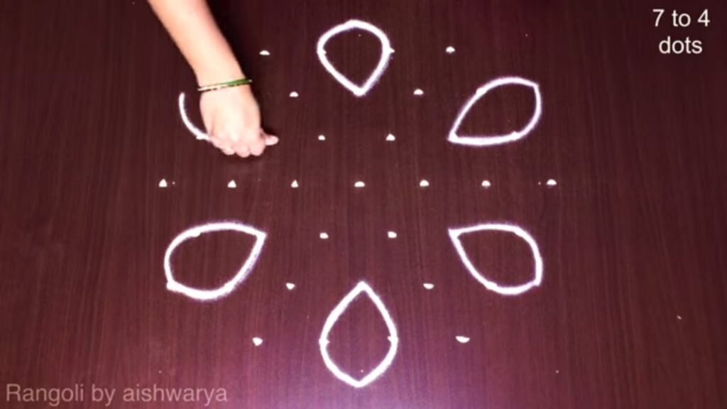 Friday lotus kolam with middle dots