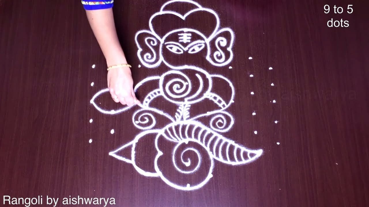 Ganapati Rangoli Easy 9-5