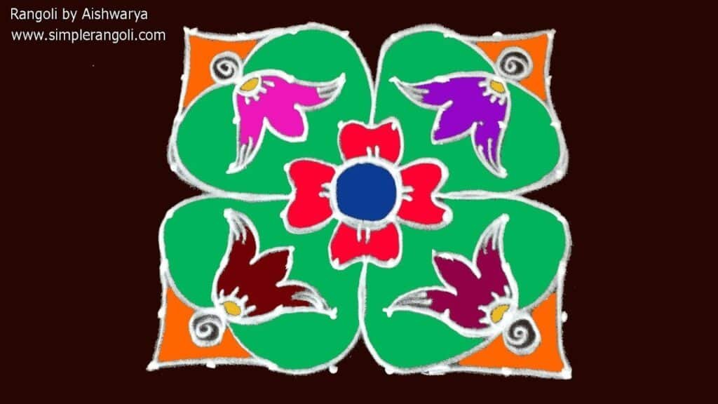 hand kolam with 8×8 dots