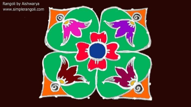 hand kolam with 8×8 dots