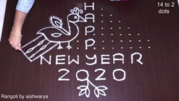 Happy New Year Beautiful Peacock Muggulu