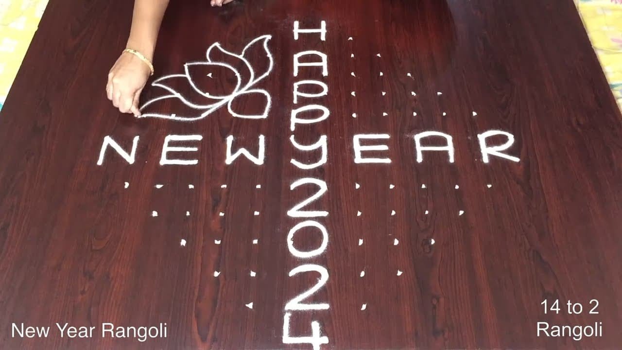 Happy New Year Muggulu 14 Dots