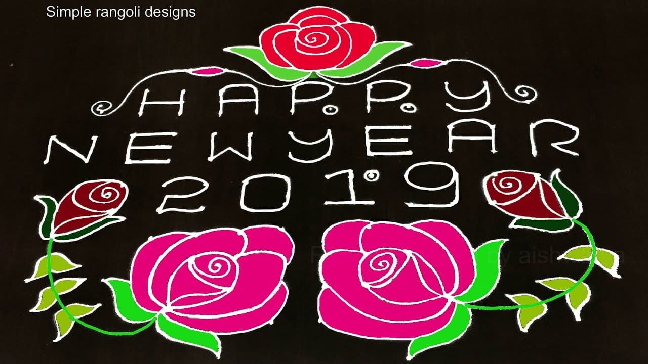 Happy New Year Rose Rangoli