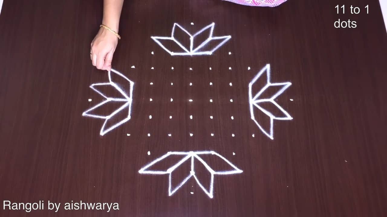 How to Draw 11 Dots Rangoli